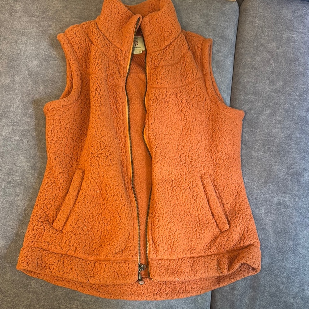 Royal Robbins Orange Fleece Vest High Collar